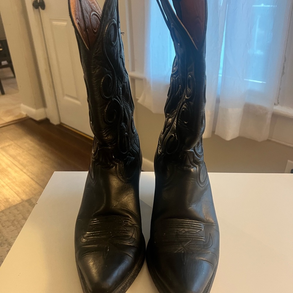 Black Leather Women's Cowboy Boots